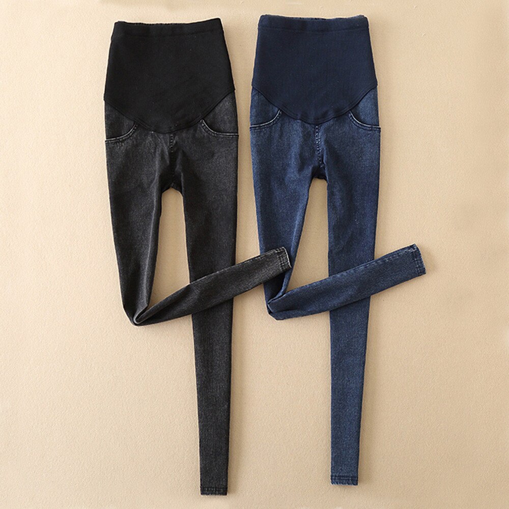 Maternity Pregnancy Skinny Trousers Jeans Over The Pants Elastic Clothes Nursing Trousers Denim Jeans