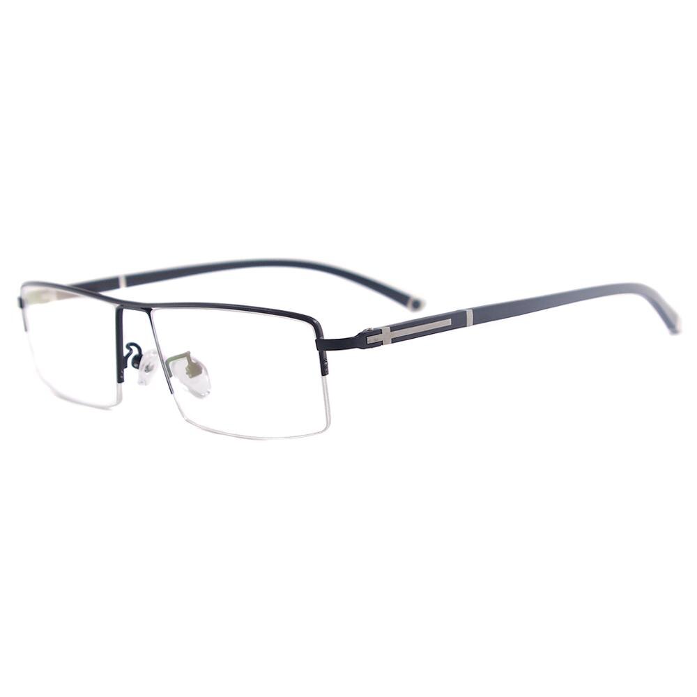 Metal Half Rim Rectangular Men Large Eyeglasses Frame Prescription Glasses For Optical Lenses Myopia Reading Progressive: black