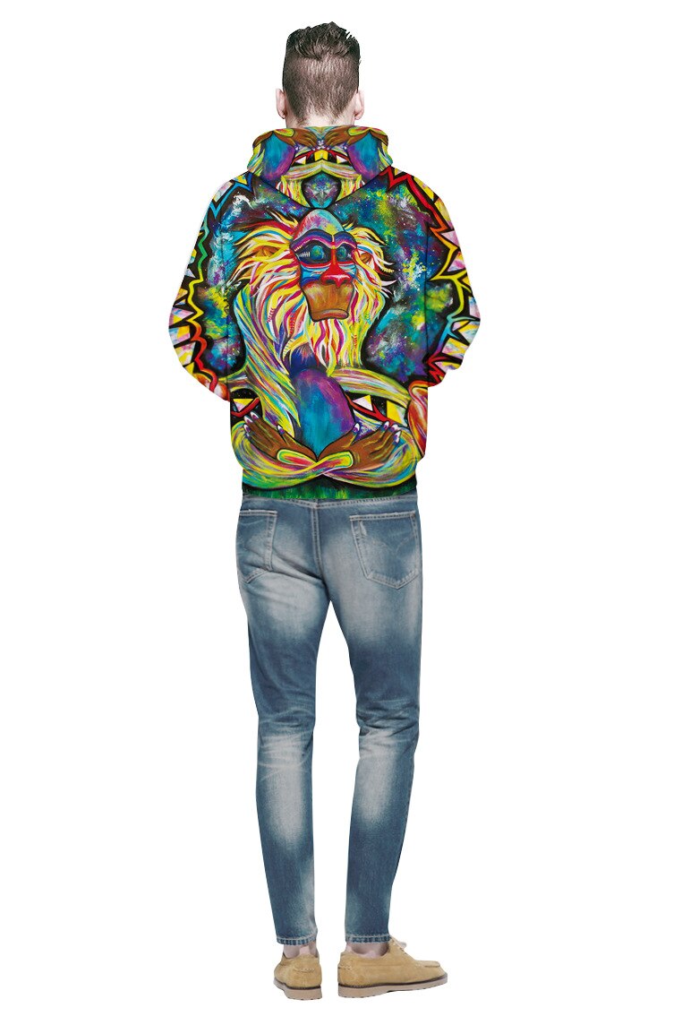 3D Graphic Print Hoodie - Lion Oil Painting Design - Breathable Polyester - Men's & Women's Casual Wear