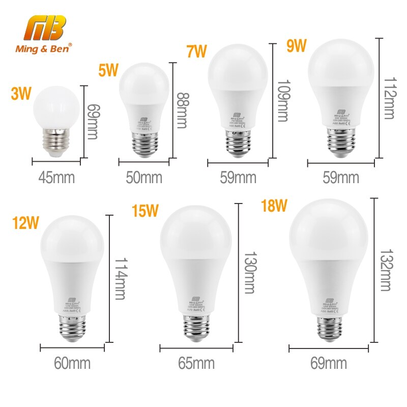 2 STUKS Led-lampen LED E27 9W 12W 15W 18W AC220V Real Power LED Lamp LED bombilla Verlichting Warm Wit Koud Wit Dag Wit Lampada