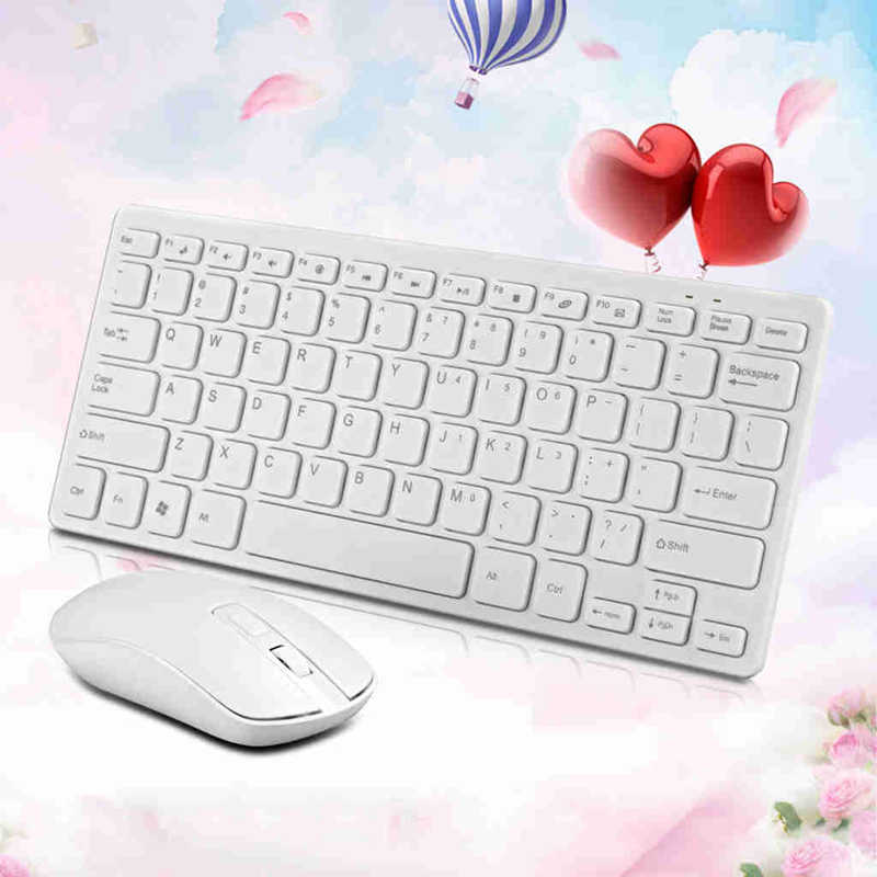 2.4G Wireless Keyboard And Mouse Kit Keypad Ultra-Slim For Android Ios Pc Laptop White