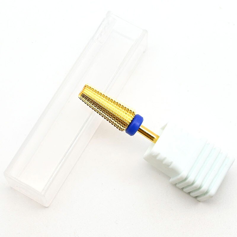 Xf-xc-brocas para manicura de uñas, brocas de taladro eléctrico de 5 vías con barril de carburo dorado, broca para uñas: Medium