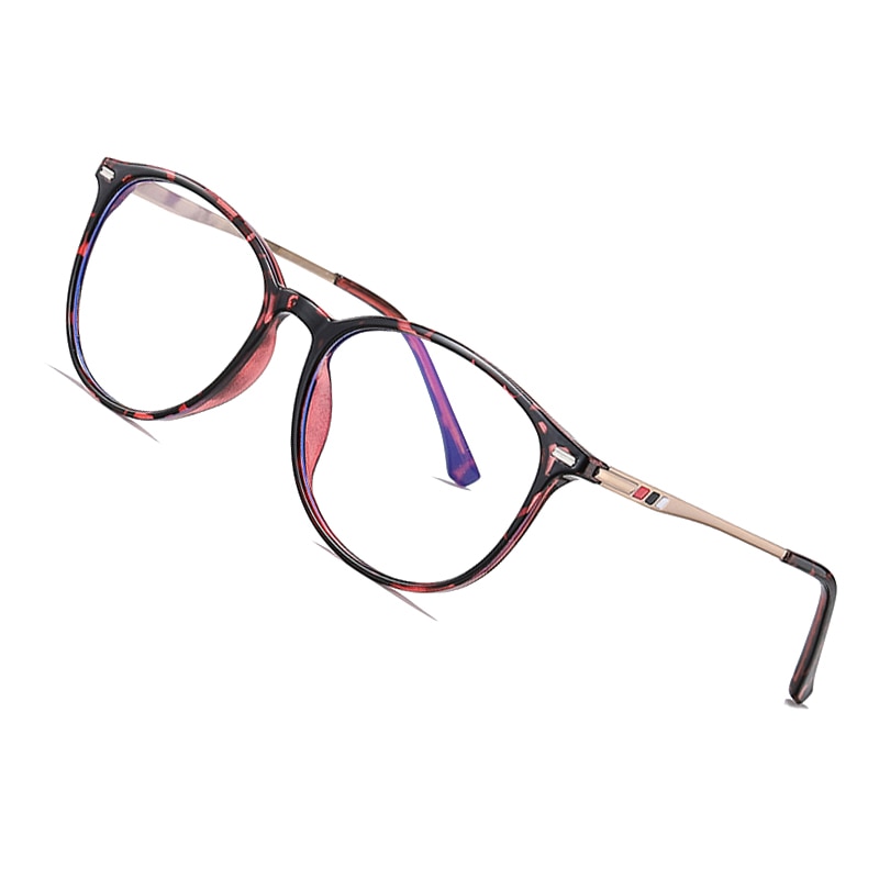 AOFLY BRAND Round Blue Light Blocking Glasses Women Men Myopia Prescription Eyeglasses Alloy Temple Optical Eyewear Frame