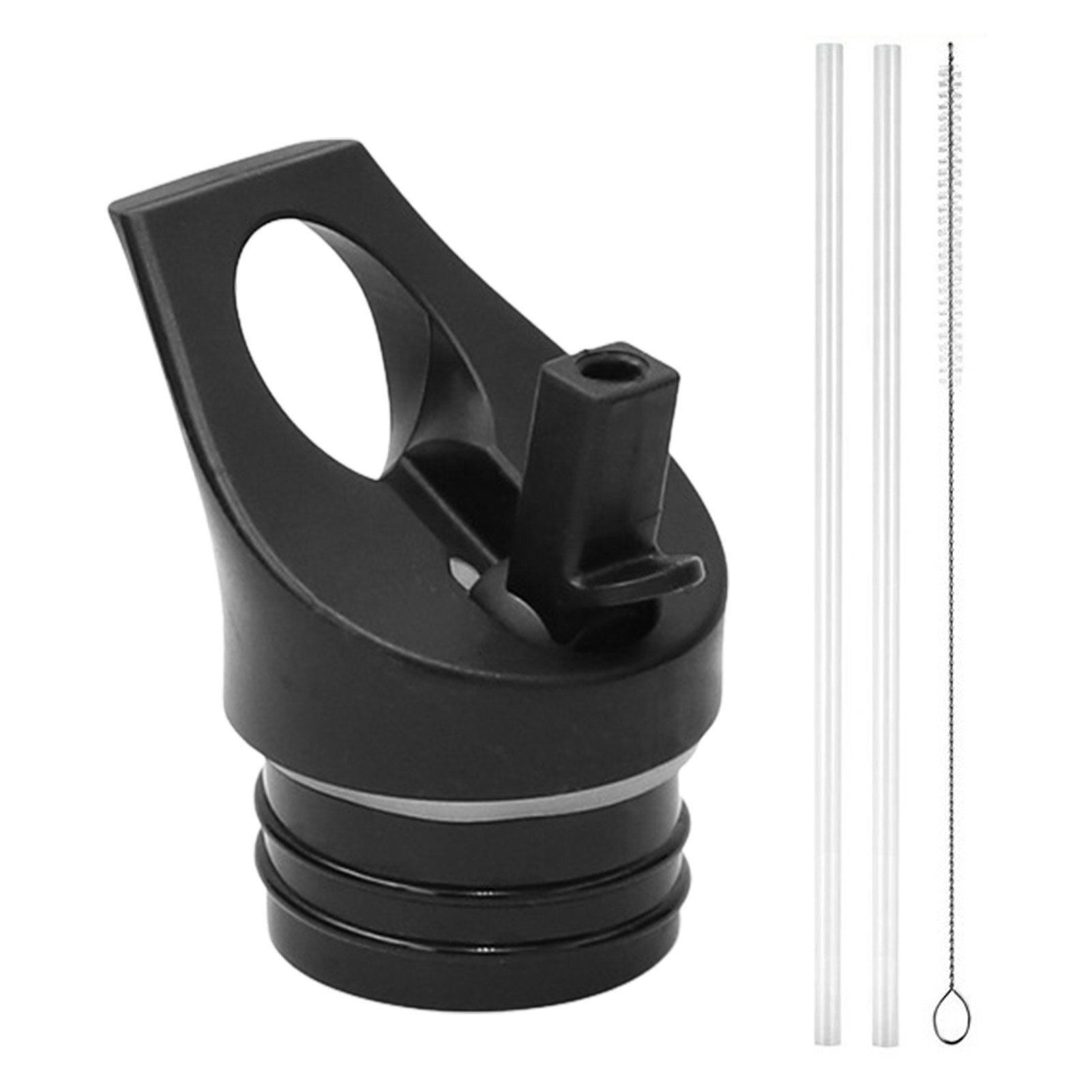 Couvercles de paille à large bouche pour hydroflacon, couvercle de bouteille d&#39;eau 12-64Oz, comprend 2 couvercles étanches, 4 pailles, 2 brosses à paille