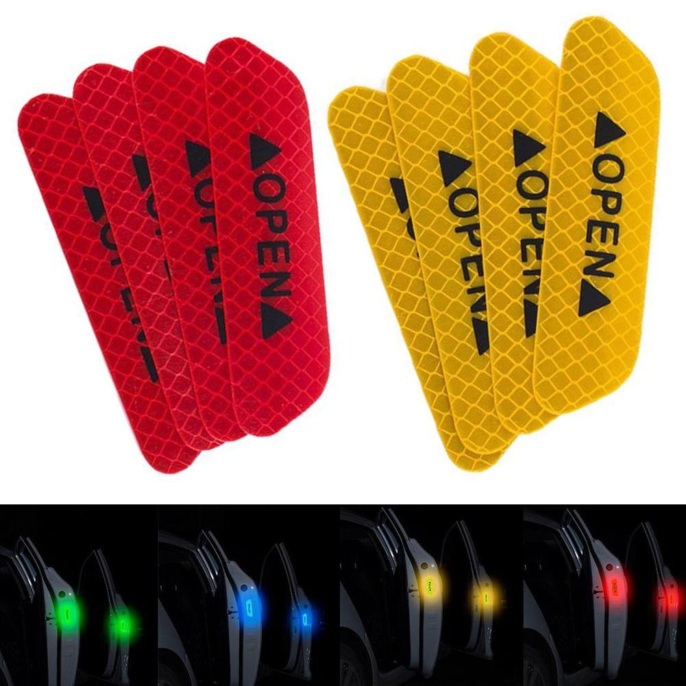 4Pcs Reflective Car Vehicle Open Door Safety Mark Warning Decals Sticker Decor