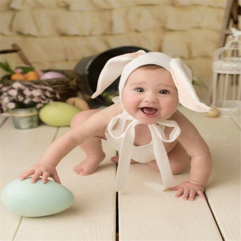 Dvotinst Baby Photography Props Animals Rabbit Bonnet Hat+Outfits Set Fotografia Accessories Infantil Studio Shoot Photo Prop