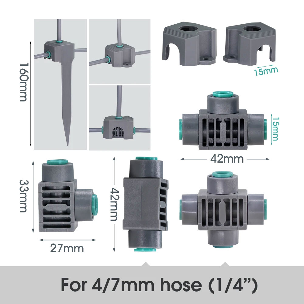 5M-30M 45W-60W Self-priming Pump Watering System 360° Bendable Mist Brass Misting Sprinkler Quick Connector Drip Irrigation Kits