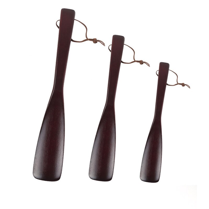 ETya 1 pièces femmes hommes en bois corne à chaussures Portable Flexible cuillère forme pratique porter poignée chausse-pied