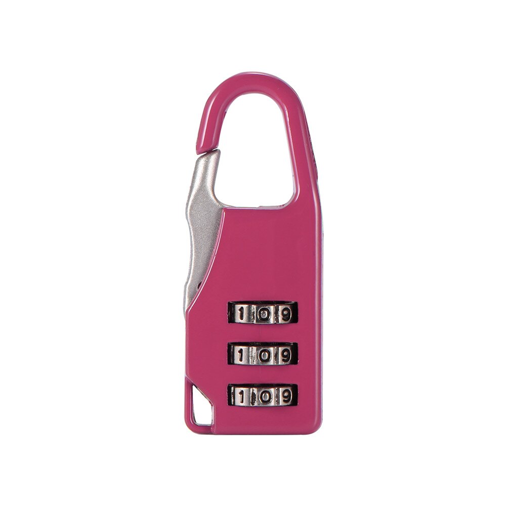 AOZBZ 3 Dial bloqueo de contraseña de dígitos Mini codificado cerraduras antirrobo con llave Multi colores combinación segura maletín con candado Metal código: Rosa