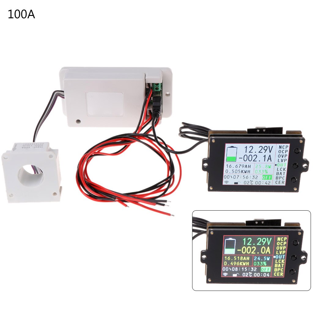 DC 500V 100A 200A 500A Wireless Voltmeter Ammeter Coulometer Battery Power Meter: 500V-100A