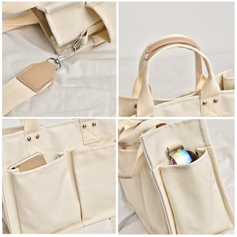 Canvas Bag Reusable Shopping Bags Grocery Tote Bag Cotton Daily Use Handbags Women Casual Handbag