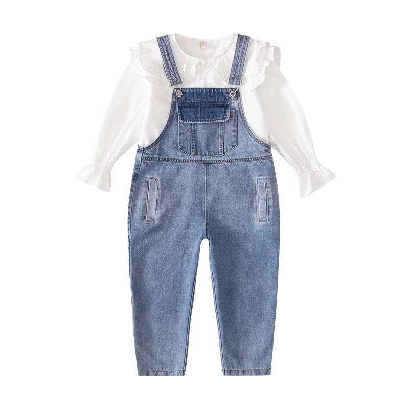 Jeans per ragazze di 4-15 anni 2020 nuova primavera autunno ragazzi pantaloni per ragazze pantaloni in Denim con bretelle abbigliamento per bambini 4-15 anni