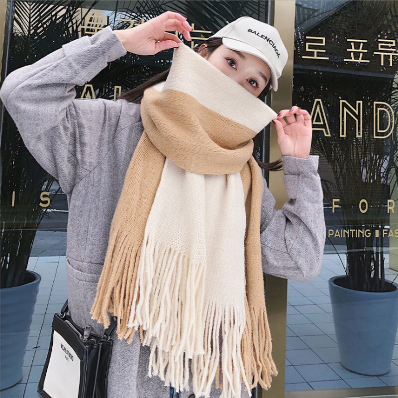 VIANOSI Women Cashmere Scarf With Tassel Lady Winter Long Scaves Warm Female Shawl: 07