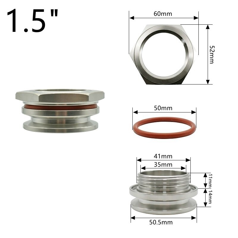 No Welded Baffle Sanitary SS 304 Stainless Steel 1.5" 2" Tri-Clamp Water Tank Inlet Homemade Trial: 1.5inch
