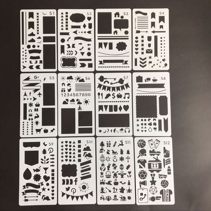 24Pcs Hollow Tekening Sjabloon Journal Stencil Set A6 Plastic Planner Diy Dagboek Decor Craft Briefpapier School Kantoorbenodigdheden
