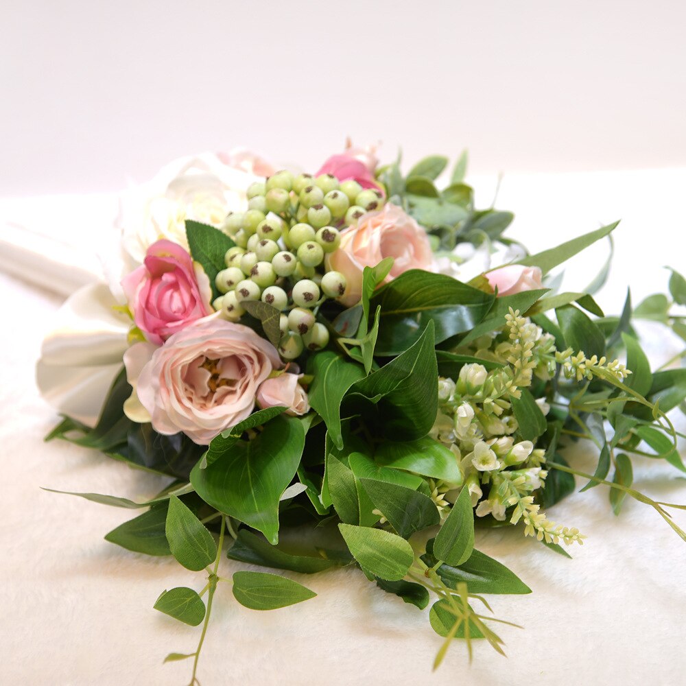 Kyunovia Beautiful Wedding Flowers Green leaves Eucalyptus bouquet Bridesmaid Bouquets Bridal Flower Blush Wedding Bouquet D133