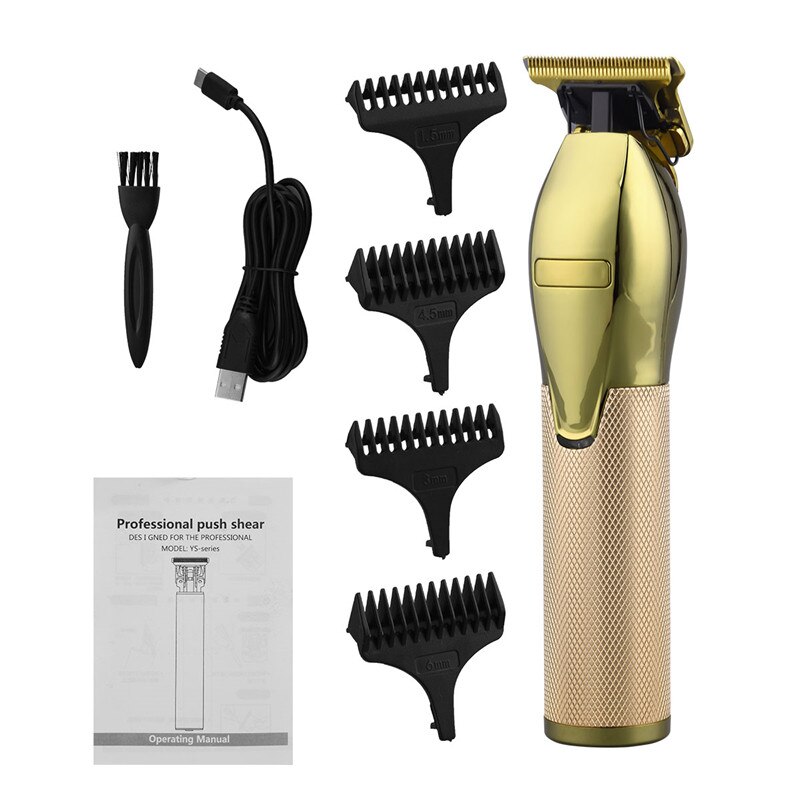 Cordless Outliner Hair Trimmer Electric Hair Clipper Cutting Low Noise Rechargeable Blade Razor Shaver Machine 50: Gold