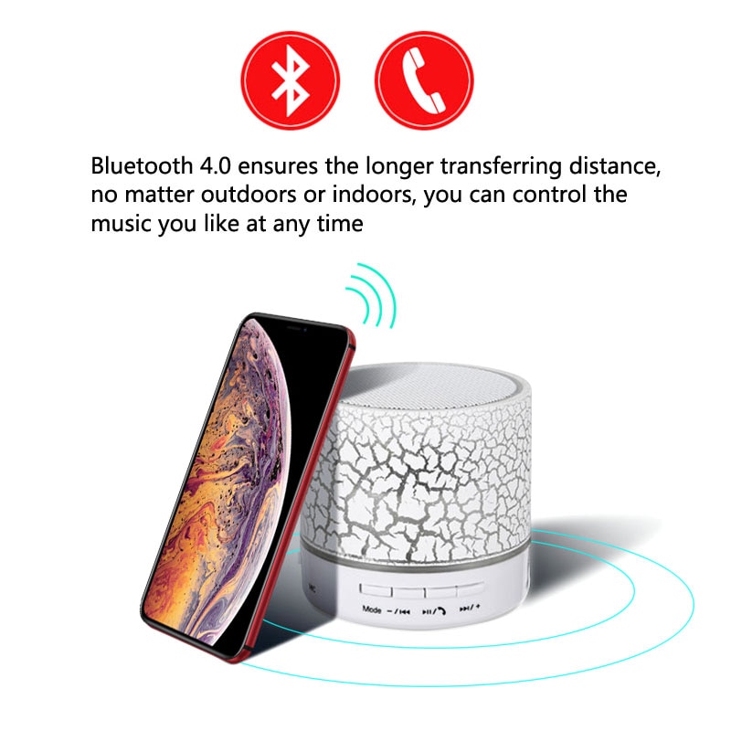 Portable Mini Bluetooth Speakers Wireless Hands Free LED Speaker TF USB FM Sound Music For iPhone X Samsung Mobile Phone