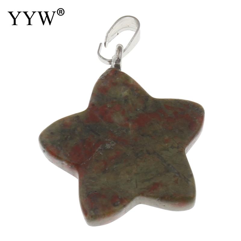 YYW Natural Real Stone Quartz Pendants Jewelry DIY Star Dangle Malachite Aventurine Sea Opal Rose Purple Crystal Stone Pendants: unakite