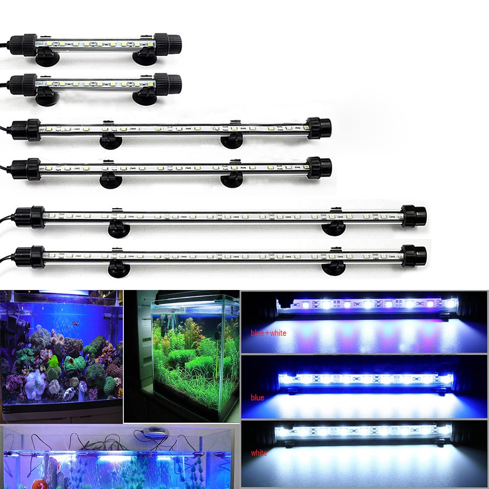 Wasserdicht Aquarium LED Licht Aquarium 9/12/15/21 Blau/Weiß 18/28/ 38/48 CM Bar Streifen Licht Lampe EU/uns-stecker Aquarium Beleuchtung