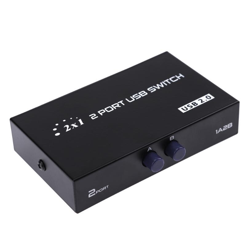 2 Ports Manual USB 2.0 Sharing Device Switch Box for 2 Computer to Share 1 Printer Scanner Internal External Network Switcher