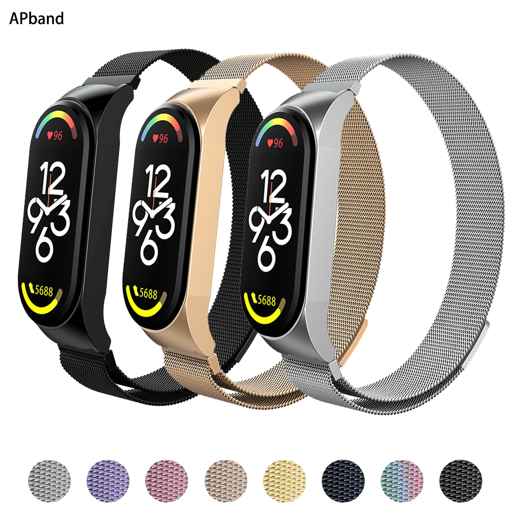 correa mi band 4 5 6 7, Milanese Loop para Xiaomi Mi Band 7, 6, 5 y 4, Correa de reloj de acero inoxidable, pulsera mi band 4, 6, 5, 3, 7 pro