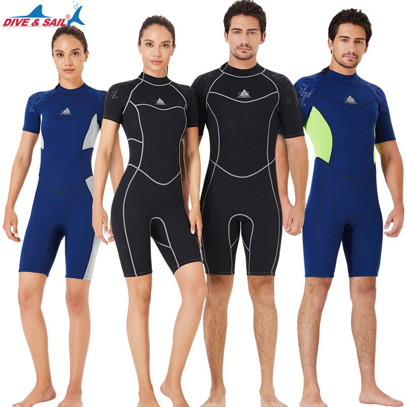 Men&#39;s Women&#39;s 1.5mm Neoprene Short Sleeve Back Zipper Diving Suit One-piece Warm Diving Suit Sunscreen Snorkeling Swimming Suit