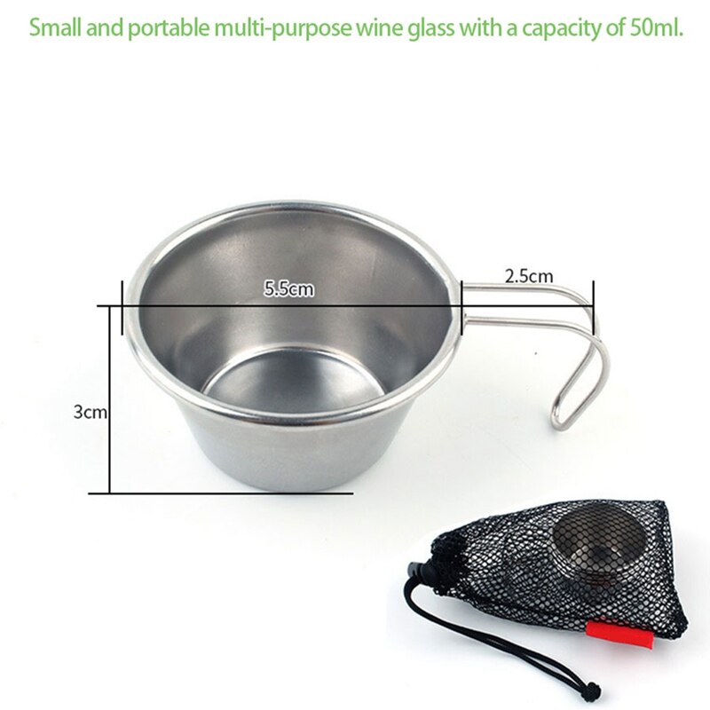 4 tazones de acero inoxidable Mini utensilios de cocina portátiles al aire libre Camping vajilla taza de café con asas Anti-escaldado pequeño tazón