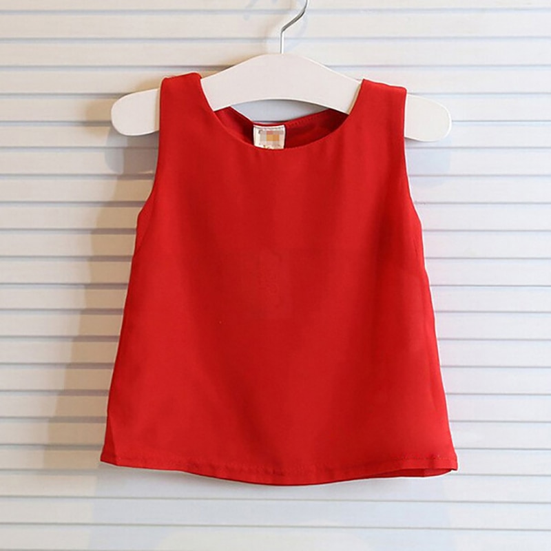Ropa para niños y niñas, chaleco de chifón rojo, falda negra con puntos, trajes para niños de 2, 3, 4, 5, 6 años, disfraz informal de verano para niñas pequeñas
