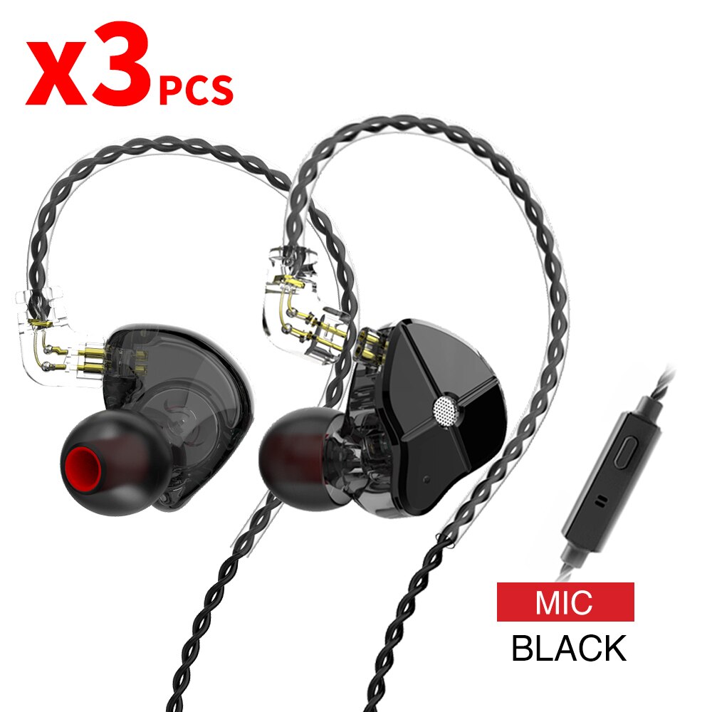 TRN ST1 1DD 1BA Hybrid In Ear Earphone HIFI DJ Monitor Running Sport Earphone Earplug Headset With QDC Cable TRN V90 BA5: black with mic3