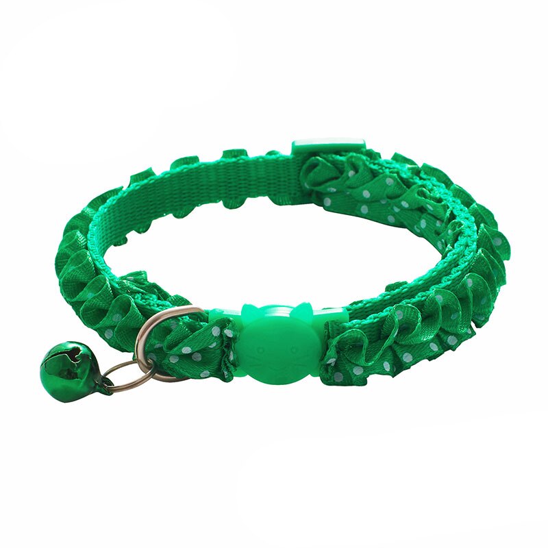 Adjustable Buckle Collar For Cat Puppy Pet Supplies Lovely Cat Dog Lace Collar With BellCat Dog Accessories Small Dog Chihuahua: Green