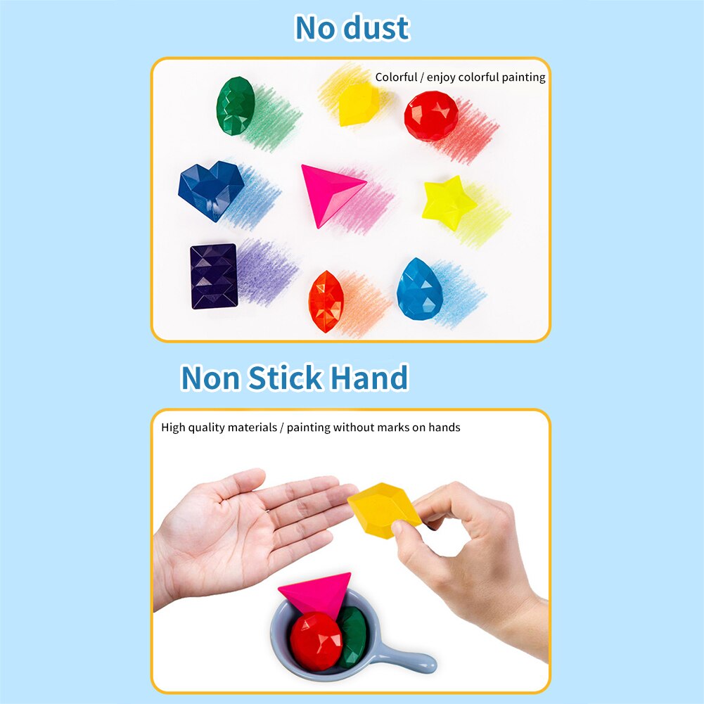 9 Colors Baby Kids Portable Non Toxic Crayon Set Drawing Educational Diamond Shape Painting Home School Washable Art Supplies