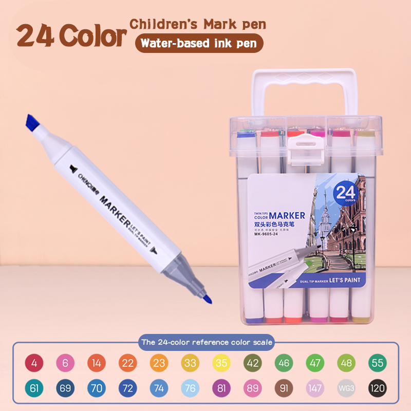 Ensemble de couleurs 12/24/36/48/60, Double tête, , ne essuyent pas, stylo de marquage, peinture artistique, outils professionnels: WHITE