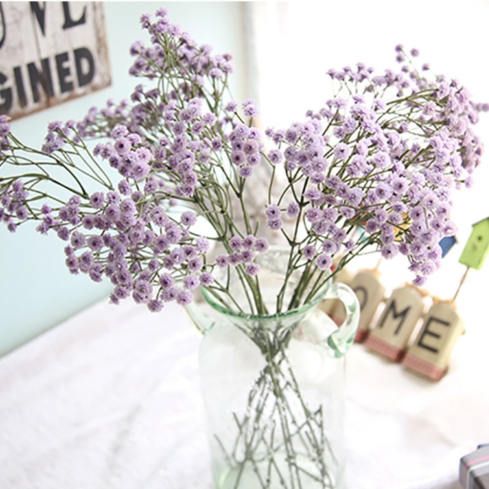 90 hoder kunstige blomster falske gypsophila bryllup dekorasjon bursdag gjør-det-selv foto rekvisitter blomsterhoder gren hjemmeinnredning blomst