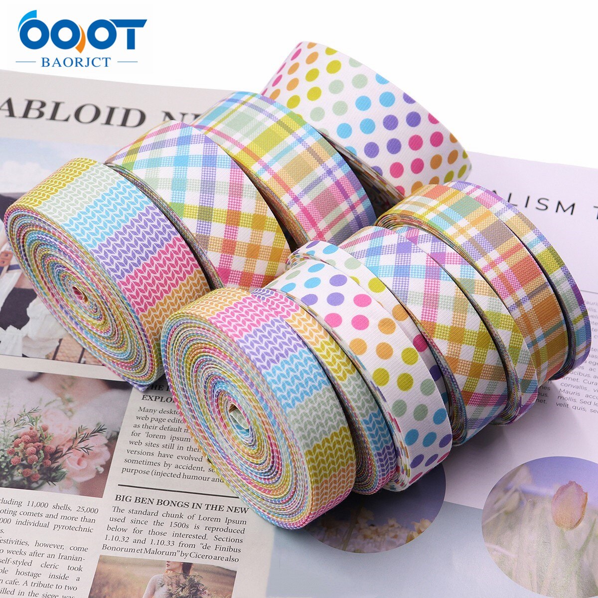 Double-Sided Geometry Thicken Cloth Ribbon 5Yards 211227-9 Multi-size DIY Hairclip Apparel Accessories And Sewing Decorations