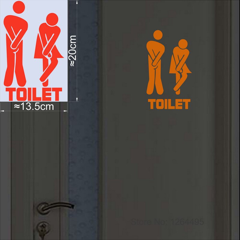 Funny Luminous Toilet Sticker Cartoon Glow in the Dark Bathroom Sticker Washroom Door Sign Sticker WC Wall DIY Indicator Label: SR