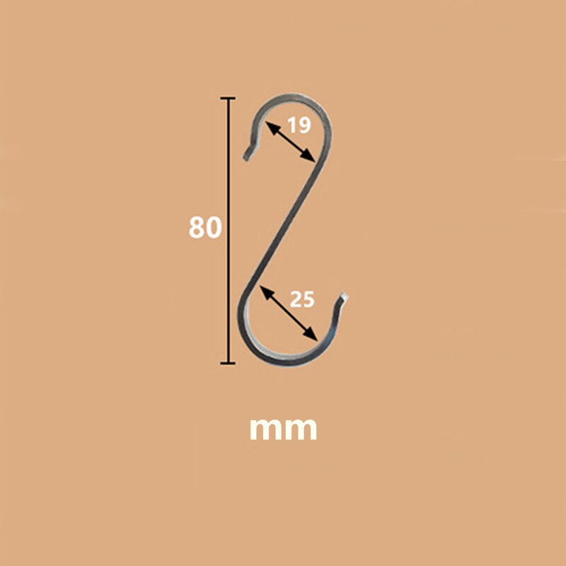 10PCS/Lot Stainless Steel S Hook S Shape Storage Hook Cabinet Kitchen Clothes Hanger Closet Hanging Organizer Accessories: M