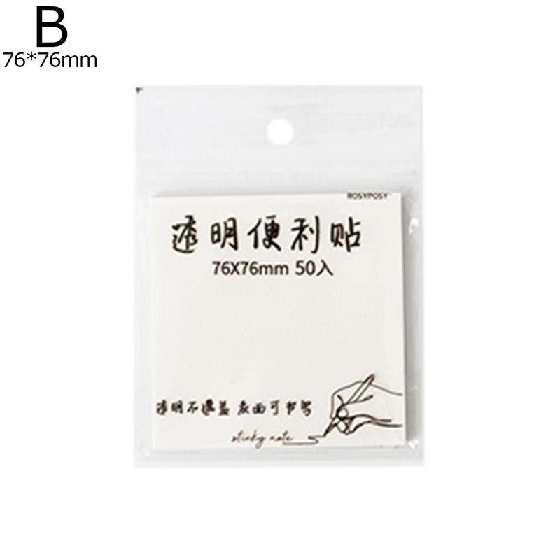 50 Sheets/pack Of Transparent Notepad Waterproof Sticky Notes Note Paper Daily To-do List Paper Memo Stickers Student Stationery: M