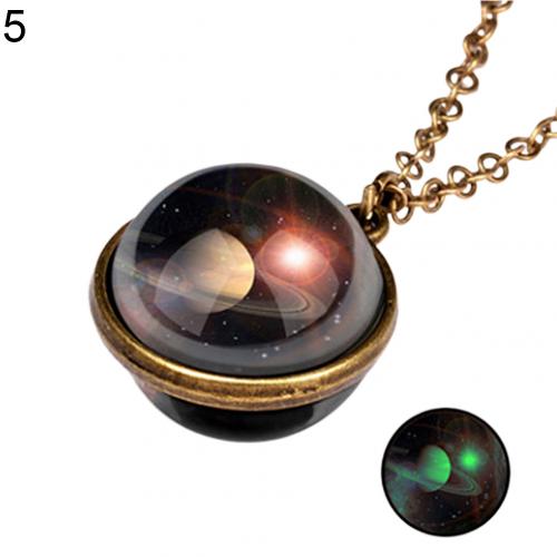 Unico Luminoso Universe Galaxy Pianeta Collana In Vetro di Glow In The Dark Cosmic Pendente Della Collana Della Sfera per Unisex Dei Monili Dell'annata: 5