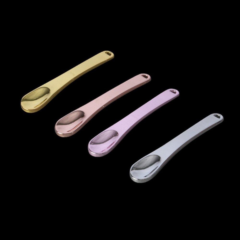 5Pcs Mini Makeup Spoon Premium Metal Spatula Beauty Scoop Skincare Tool For Face Mask Cream Moisturizer Kit Golden