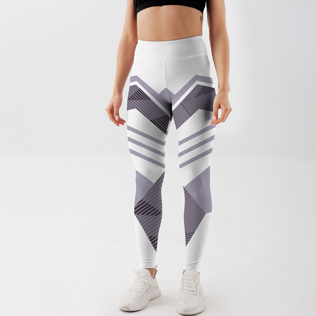 mesh mønster skrive ut leggings Fitness leggings til kvinner sportslig trening leggins elastisk slank svart hvit bukser Fitness: Jk1w-002 / Xxl