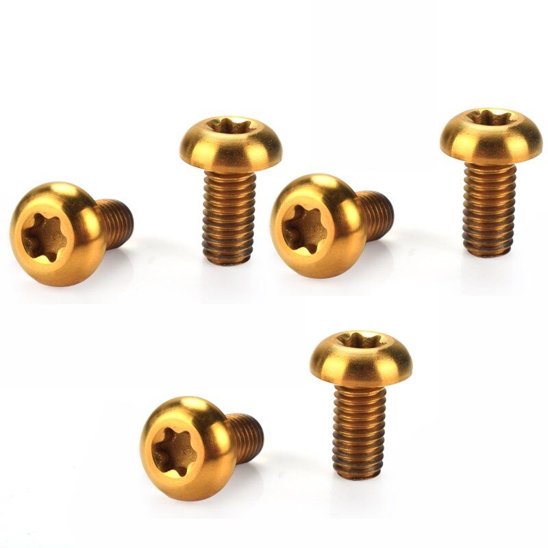 Ti Titan Legierung Bremsscheibe Schrauben T25 Torx MTB Berg Straße Fahrrad Fahrrad Bremsscheiben Ti Bunte Schrauben M5 * 10mm: 6Stck Gold