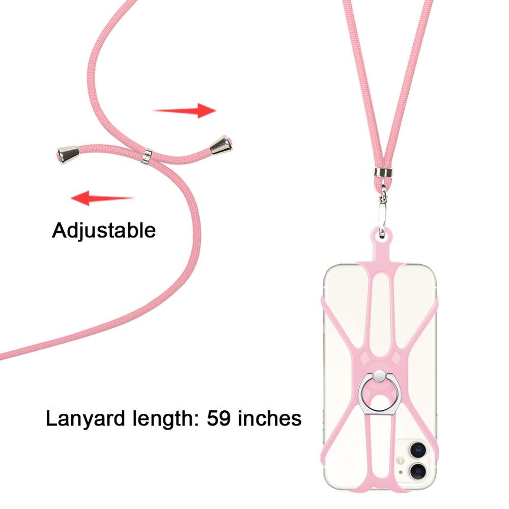 Correa de teléfono móvil bandolera ajustable correas y cordones para el cuello para las llaves de tarjeta de identificación de sujección de insignia y USB bricolaje Nylon colgar correa de llavero: Pink