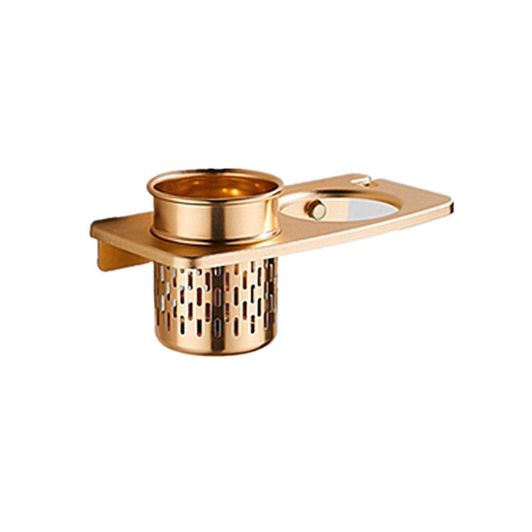 Gold Hair Dryer Holder Space Aluminium Bathroom Wall Shelf Hair Dryer Rack with Basket bathroom shelves Bathroom Accessories: D-gold