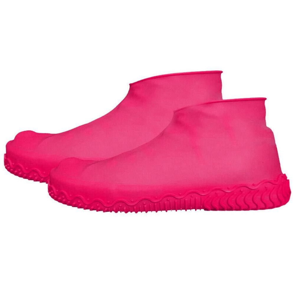 Silikon Überschuhe Regen Wasserdichte Schuh Abdeckungen Boot Abdeckung Protector Recycelbar Regen Schuhe Stiefel Überschuhe Galoschen & xs: Rosa Farbe / M