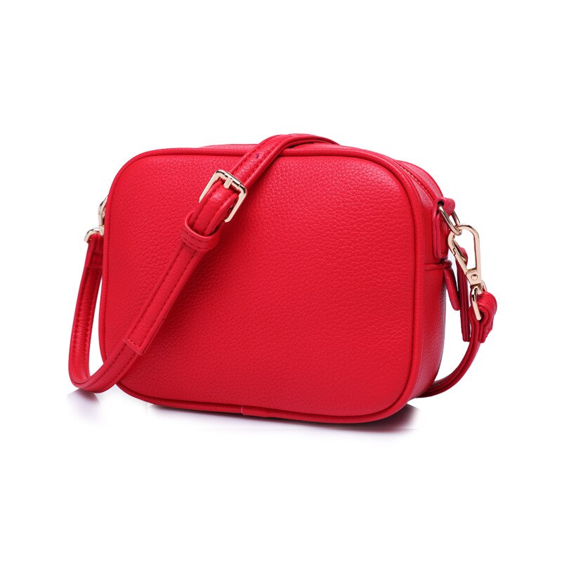 Mini Bolso con solapa para teléfono móvil para mujer, bolsa pequeña cuadrada de cuero PU, con solapa de color puro, buena: mini Red