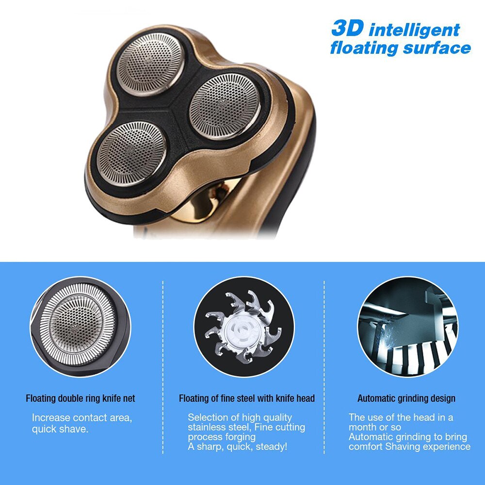 Electric Rechargeable Electric Beard Trimmer Shaving Wet and Dry 3 in 1 With Nose Waterproof Men Beard Razor