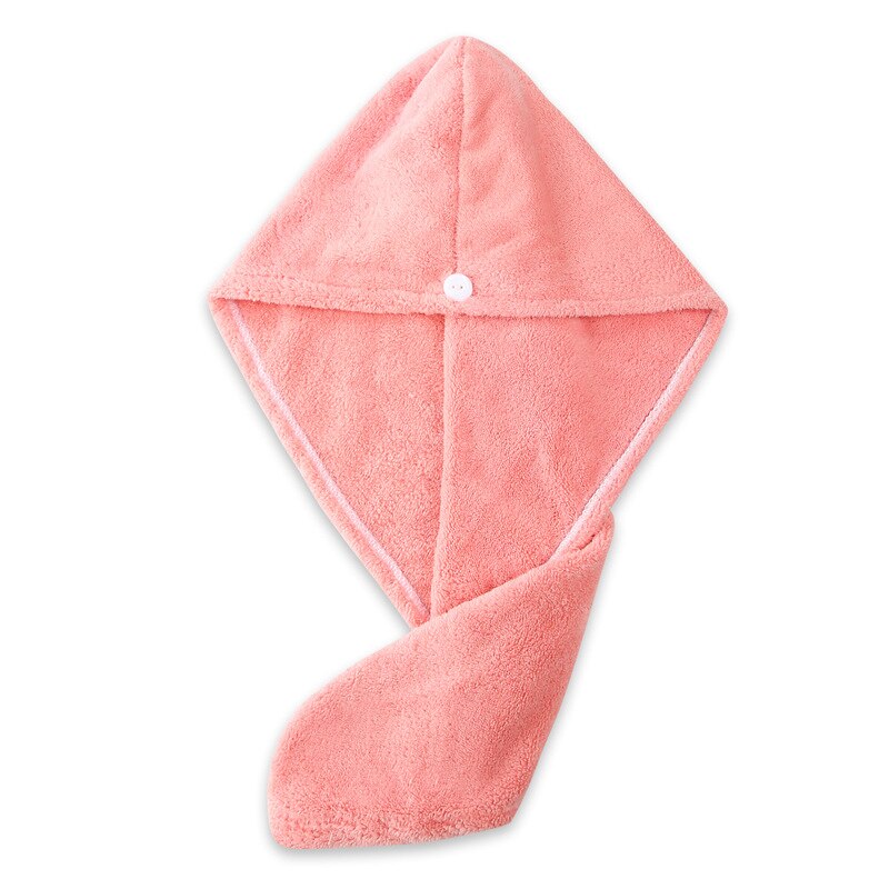 Toallas de microfibra para el cabello, sombrero triangular de secado rápido, espesar el secado del cabello, toallas absorbentes suaves para mujer, Toalla de baño: Pink