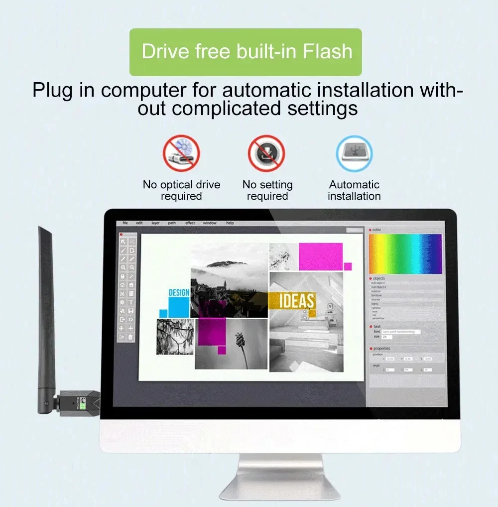 600Mbps USB Bluetooth 5.0 Wifi Adapter Dual Band 2.4G 5G Wi-Fi Dongle Antenna USB Ethernet Network Card Receiver for PC