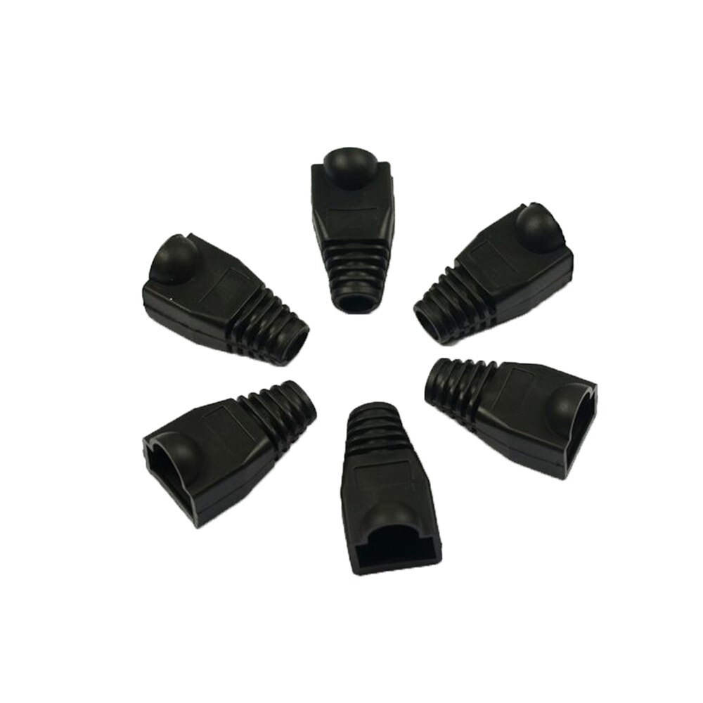 20pc RJ-45 Adapter Cap for 0.6mm Ethernet Network Cable Connector Plugs RJ45 Cat5 CAT6 Cover Cap Socket Boots Cap Head: black